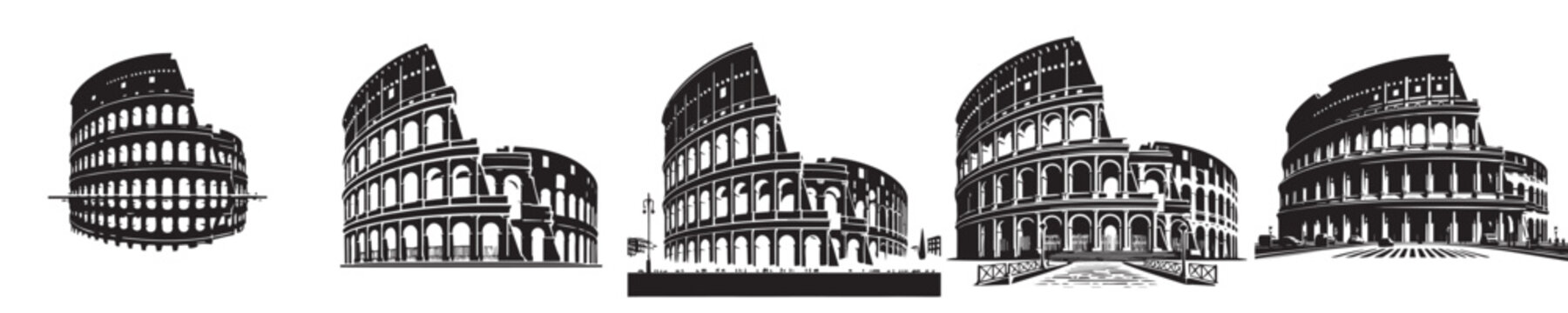 roman colosseum icon vector set
