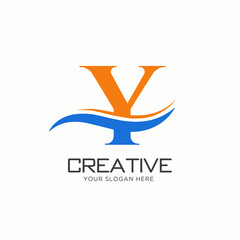 Y Letter Logo Design. Y Letter Logo Design with water wave