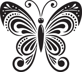Butterfly art and illustration vector black on white background.