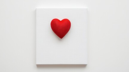 Obraz premium Red Textured Heart on White Canvas Minimalist Art
