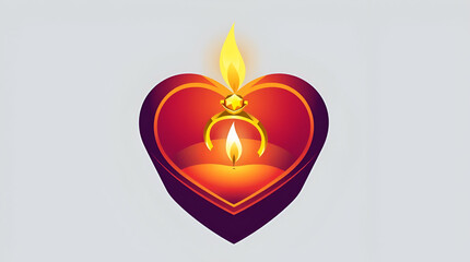 Heart-Shaped Candle with Glowing Flame on Colorful Gradient Background

