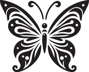 Butterfly art and illustration vector black on white background.