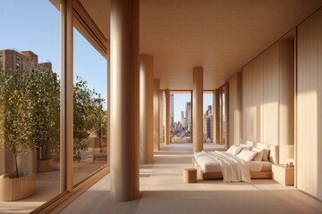 Modern Minimalist Bedroom City View Design