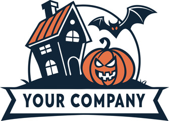 Halloween vector illustration logo flat design.