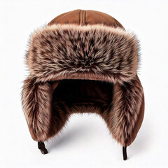 ushanka fur hat isolated on white background