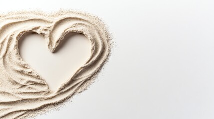 Fototapeta premium a heart drawn in the sand with waves washing over, fleeting romantic moment, soft watercolor painting, warm beige, isolated on white background