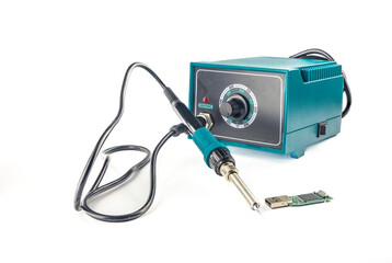 Transformer soldering station, isolated on white background, electronic equipment service