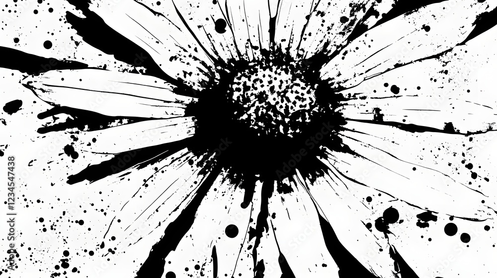 Aufkleber dramatic and powerful monochromatic abstract background with bold black and white paint splatters sp