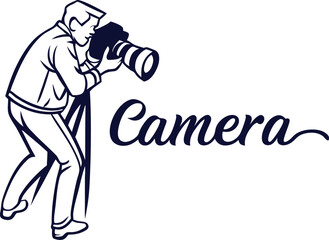 Photography with camera logo design, vector illustration.