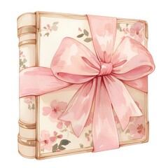Coquette book illustration watercolor ribbon.