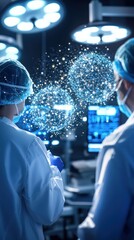 Medical Professionals Analyzing Surgical Data and Advanced Technology in Operative Room