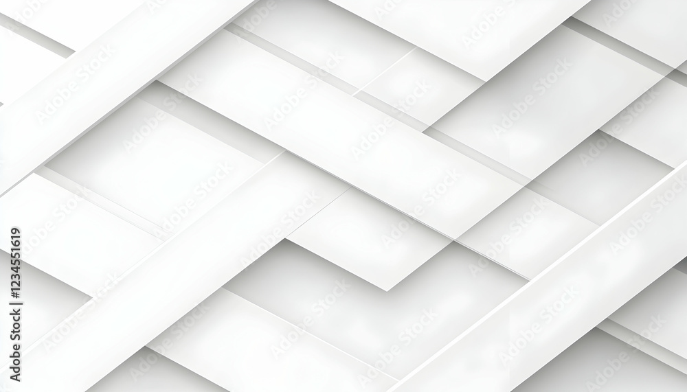 Aufkleber abstract white geometric background with overlapping shapes and subtle shadows, ideal for modern des
