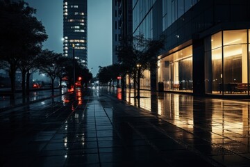 Building night city architecture.