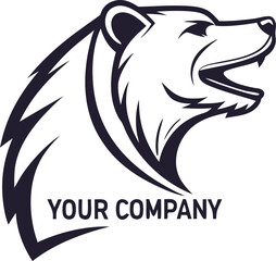 Vector illustration bear logo flat line art.