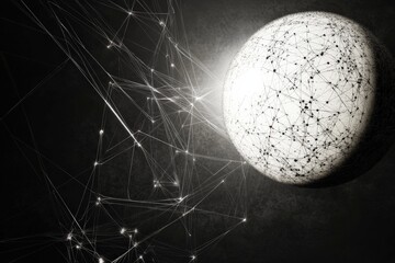 Abstract representation of a connected sphere with glowing lines