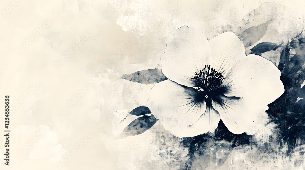 Poster elegant and delicate monochrome flower blossom with soft fragile petals set against a serene natural