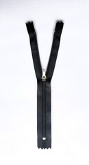 Black zipper with white background