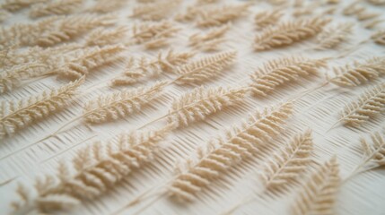 Beige Pampas Grass on White Background
