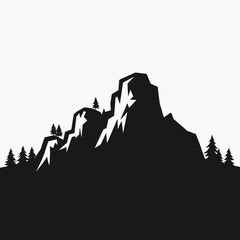 Obraz premium Mountain silhouette. Rocky mountains icon with white background