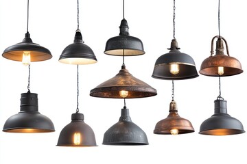 Obraz premium Industrial pendant lights, studio shot, white background, home decor