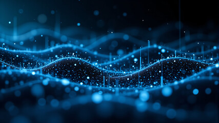 A Stunning Visual of Blue Waves and Particles