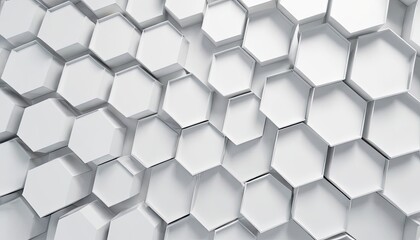 Naklejka premium Abstract Hexagon Pattern: An intricate, minimalist pattern of overlapping white hexagons creates a captivating and abstract visual. This geometric composition evokes a sense of structure, order.