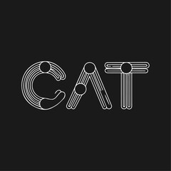 Cat Text Written Typography Template Background Vector Illustration Wallpaper Featuring Cute Feline, Pet Lover, Kitten, Whiskers, and Playful Cat Design
