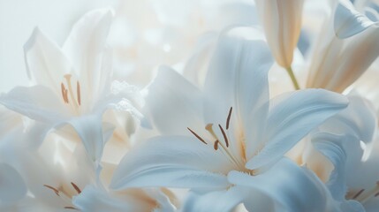 Fototapeta premium Serene White Lilies: A Delicate Floral Embrace
