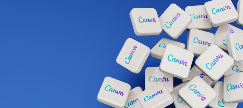 Guilherand-Granges, France - February 01, 2025. Canva is a graphic design platform offering easy-to-use tools for creating presentations, social media graphics, and marketing materials.