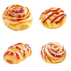 Fototapeta premium Cherry brioche isolate on white background collection cutout png.