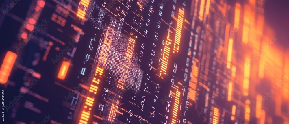 Poster abstract digital circuit design with glowing elements