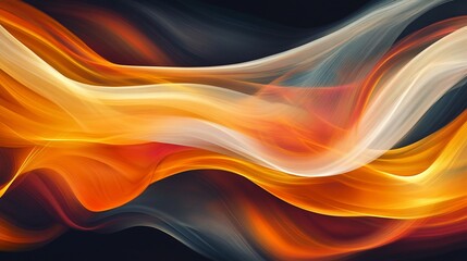 Abstract flowing light with orange yellow and white color digital art design
