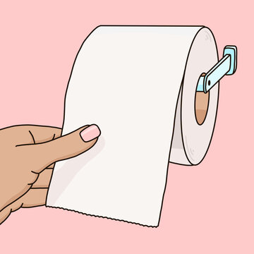 Hand Holding toilet Paper Roll