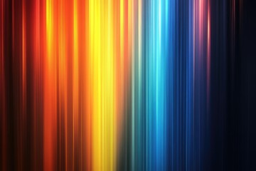 Abstract background with vertical lights, vector illustration. The design is simple and minimalistic. It features long stripes of light in blue, orange, and red colors on a dark navy blue gradient 