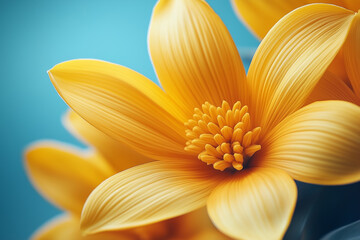 Obraz premium a large yellow flower on a blue background