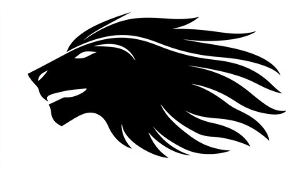 Fierce lion head profile, white background, logo design