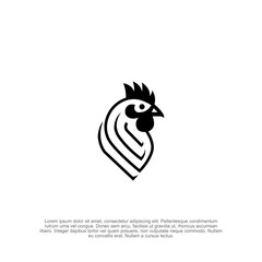 Simple chicken head logo with a clean and modern design, perfect for farm branding, food industries, restaurants, poultry businesses, and mascot logos