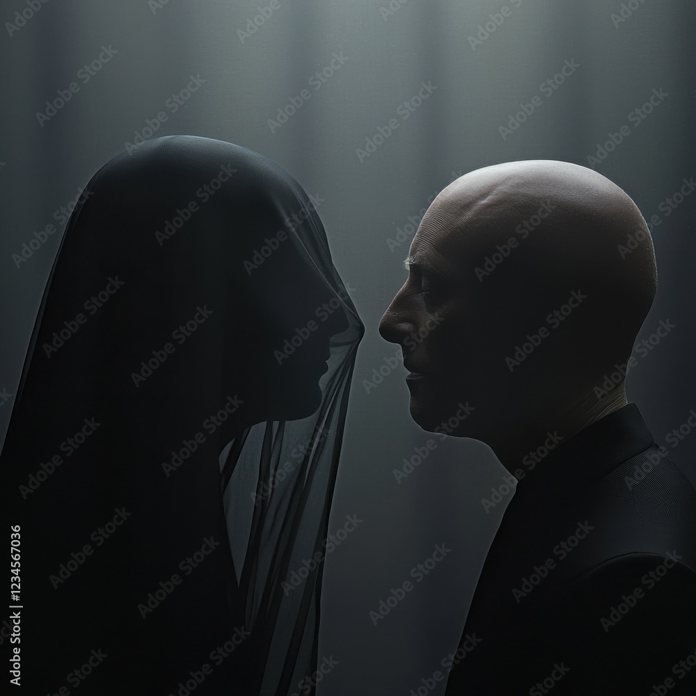 Poster human connection through light and shadow abstract art studio setting conceptual perspective