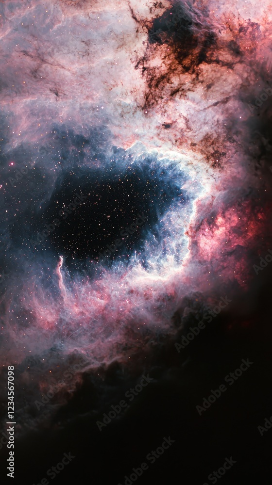 Poster cosmic nebula art outer space digital celestial environment wide angle view interstellar concept