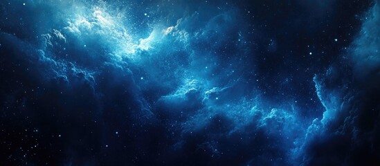 Abstract blue background with a network of dots and lines, a big data concept, and a digital technology banner