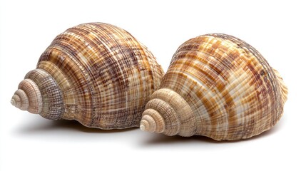 Fototapeta premium Two seashells, isolated on white background