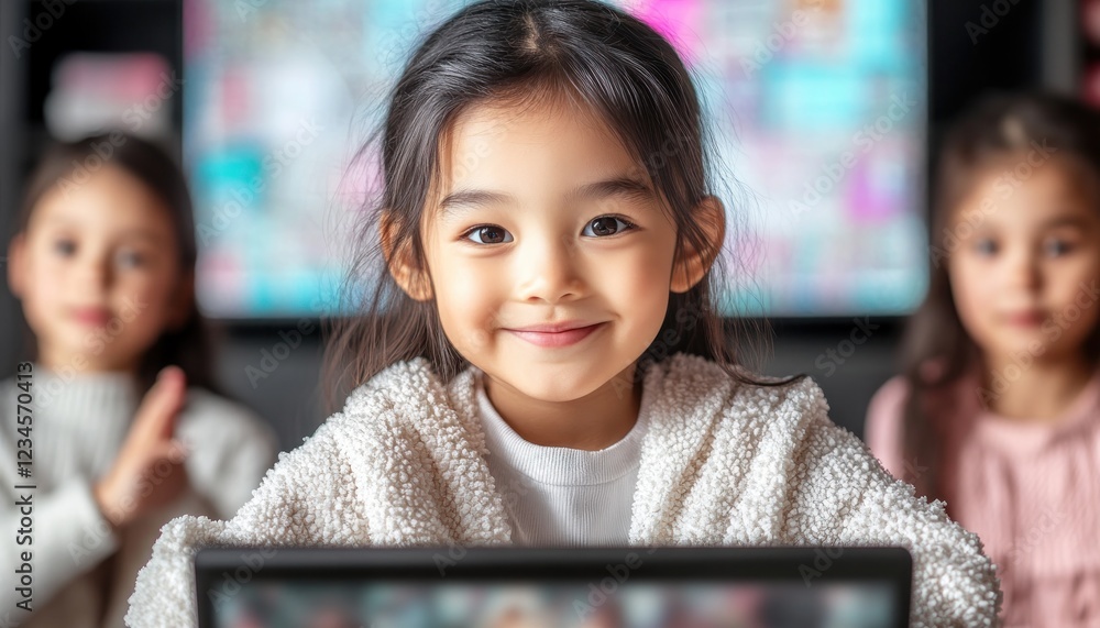 Poster explore a futuristic educational technology-powered classroom where students interact using holograp