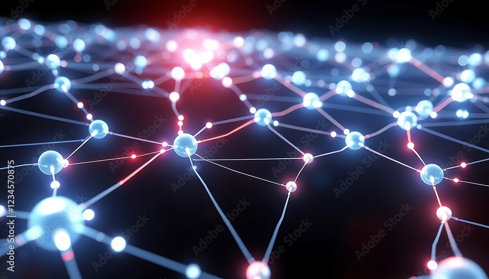 Poster illuminated network nodes connected in a complex system