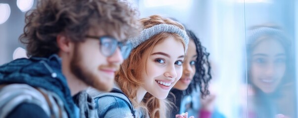 Explore Innovative Distance Learning with students from diverse backgrounds, collaborating on a virtual group project inside a futuristic digital classroom These students are engaged in new digital