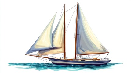 Obraz premium Sailing Schooner on Calm Ocean Waters