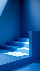 Fototapeta premium Abstract empty room with blue wall and floor