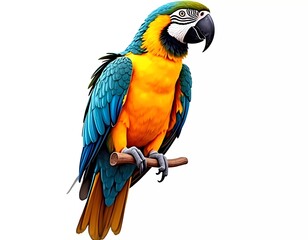 Fototapeta premium Vibrant Blue-and-gold Macaw Perched on Branch