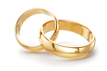 A pair of gold wedding rings - cut out png