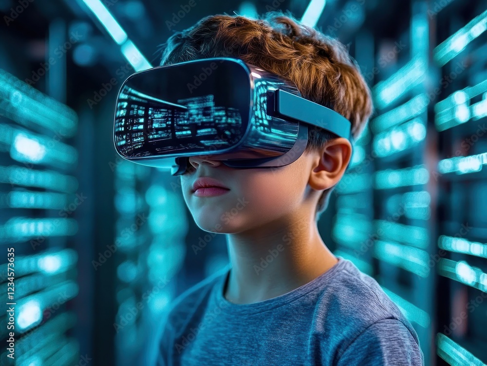 Poster immerse yourself in history a student using vr goggles to explore a virtual history lesson in a high