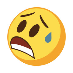 Fototapeta premium worried emoji with sweat drop. anxious face emoji with teardrop. distressed yellow emoji with open mouth. 